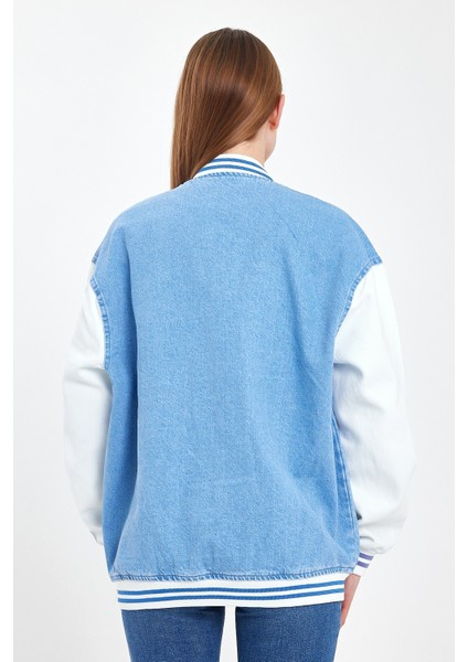 Kadın Mevsimlik Oversize B.mavi Kot Kolej Ceket modelleri