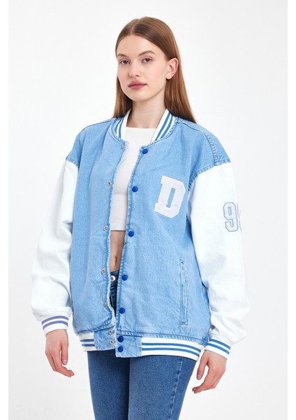 Kadın Mevsimlik Oversize B.mavi Kot Kolej Ceket indirimleri