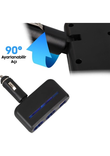 1637 12-24V Çift USB Girişli 120W 2'li Araç Çakmak Çoklayıcı indirimleri