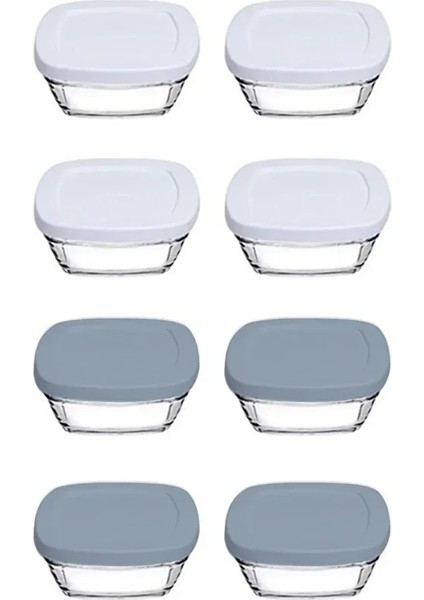 96840 Pudding Kapaklı 4 Adet Beyaz 4 Adet Gri 8 Li Kahvaltılık 310CC