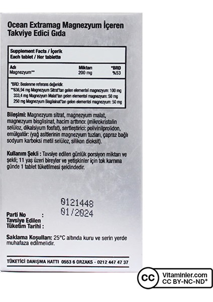 Ocean ExtraMag Üçlü Magnezyum Kombinasyonu 30 Tablet modelleri