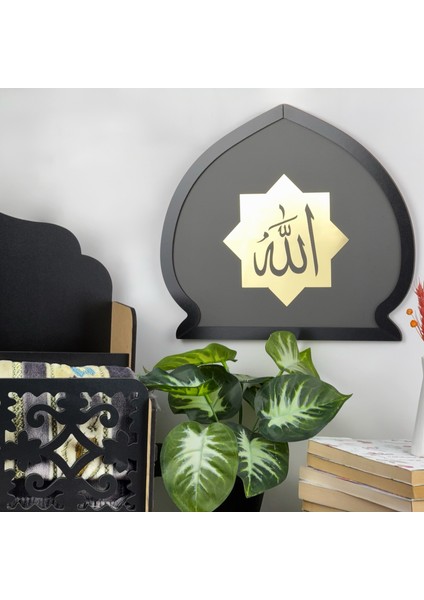 Siyah Ahşap Seccadelik ve Kuranlık Düzenleyici, Şık Islami Dekoratif Kitap ve Seccade Rafı indirimleri