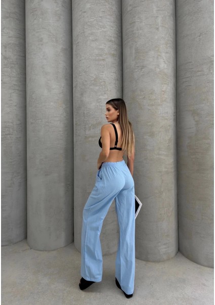 Bağcıklı Keten Pantolon Mavi fiyatları