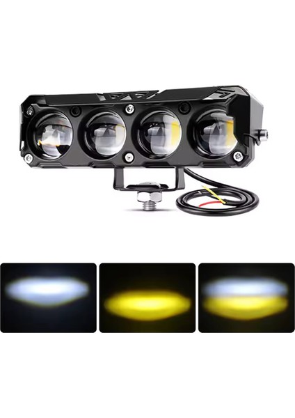4 Ledli Beyaz-Sarı Delici LED Sis Farı Off Road Kamyon Tır Forklift 12-24V Uyumlu (1 Adet)