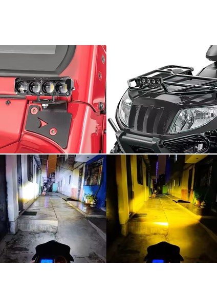 4 Ledli Beyaz-Sarı Delici LED Sis Farı Off Road Kamyon Tır Forklift 12-24V Uyumlu (1 Adet) fiyatları