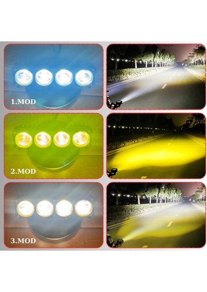 4 Ledli Beyaz-Sarı Delici LED Sis Farı Off Road Kamyon Tır Forklift 12-24V Uyumlu (1 Adet) modelleri