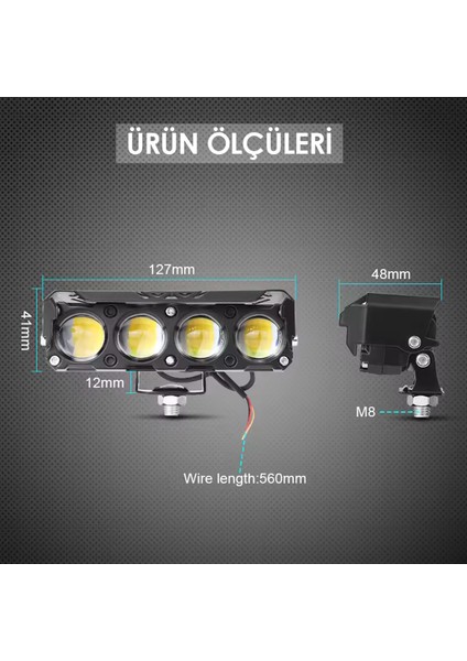 4 Ledli Beyaz-Sarı Delici LED Sis Farı Off Road Kamyon Tır Forklift 12-24V Uyumlu (1 Adet) fırsatları