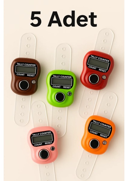 5 Adet Karışık Renk Zikirmatik - Yüzük Tesbih Zikir Matik Namaz Zikir