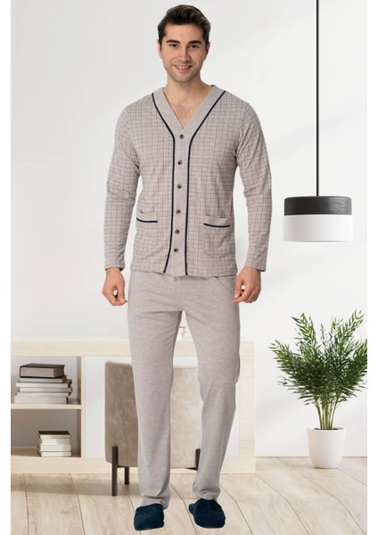 Mecit 22767 Kahve Önden Düğmeli Büyük Beden Erkek Pijama Takımı fiyatları