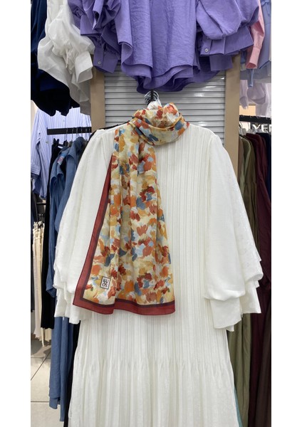 Boya Desenli Şal Kırmızı