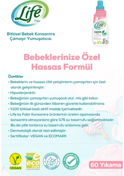 Vegan Bitkisel Konsantre Bebek Çamaşır Yumuşatıcısı 1500 ml fiyatları