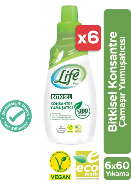 Vegan Bitkisel Konsantre Çamaşır Yumuşatıcısı 1500 ml x 6 Adet Avantaj Seti