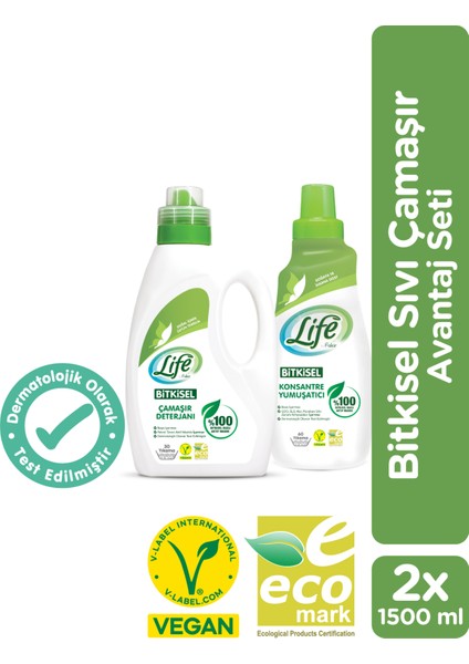Sıvı Çamaşır Deterjanı Ve Yumuşatıcı Seti 2 X 1500 ml, Biyoenzim Teknolojisi, %100 Doğal Temizlik