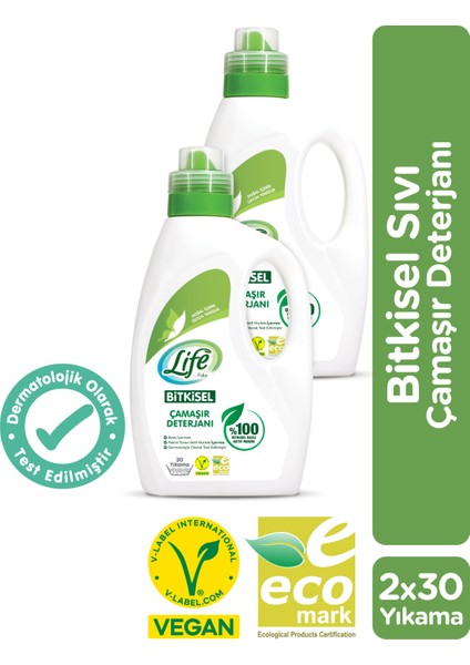 Vegan Bitkisel 1500ML Sıvı Çamaşır Deterjanı 1500ML x 2 Adet