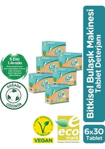 Ekolojik Vegan Bulaşık Makinesi Deterjanı Tableti 30'lu x 6 Adet Avantaj Seti