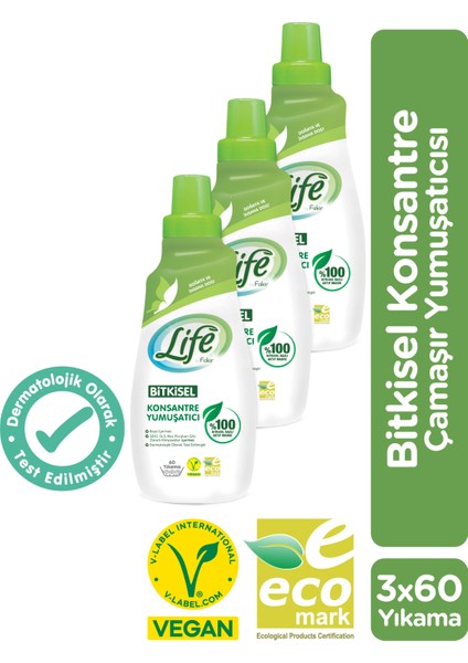 Vegan Bitkisel Konsantre Çamaşır Yumuşatıcısı 1500 ml x 3 Adet