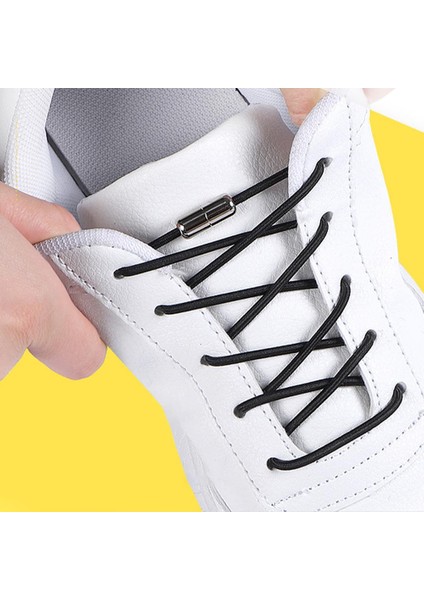 Metal Vidalı Kilitli Akıllı Elastik Outdoor Ayakkabı Bağcığı Yuvarlak 100CM 1 Çift