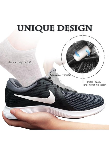 Metal Vidalı Kilitli Akıllı Elastik Outdoor Ayakkabı Bağcığı Yuvarlak 100CM 1 Çift fırsatları