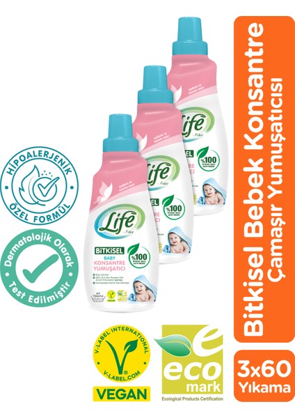 Vegan Bitkisel Konsantre Bebek Çamaşır Yumuşatıcısı 1500 ml x 3 Adet