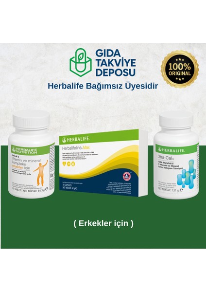 Erkekler Için Vitamin ve Mineral + Herbalifeline Max (Omega3) + Xtracal (Kalsiyum)