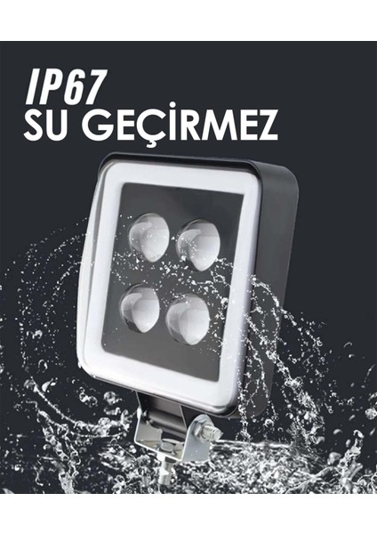 4 Inç Kare Yeni Tasarım LED Sis Farı Turuncu-Beyaz Off Road Ledi, Kamyon Tır 12-24V Uyumlu (1 Adet)