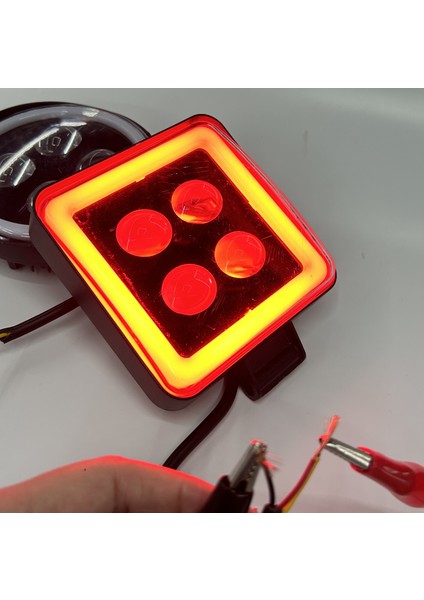 4 Inç Kare Yeni Tasarım LED Sis Farı Turuncu-Beyaz Off Road Ledi, Kamyon Tır 12-24V Uyumlu (1 Adet)