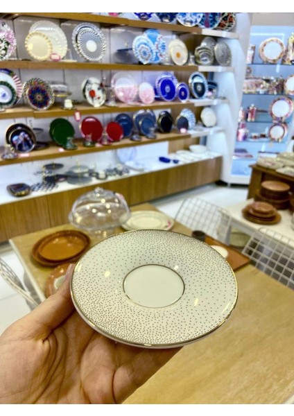 Altın Yaldızlı 6'lı Çay Tabak