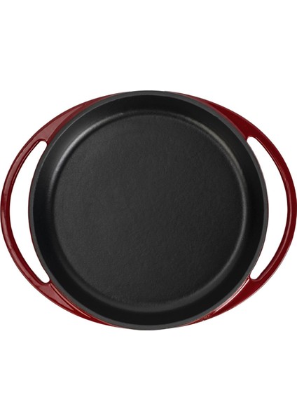 Döküm Yuvarlak Sahan Döküm Demir Yekpare Çift Kulplu Çap(Ø) 20 cm -Bordo modelleri