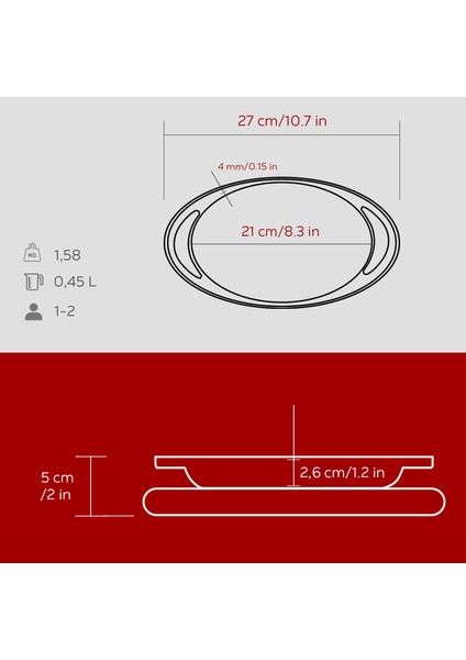 Döküm Oval Sahan Döküm Demir Yekpare Çift Kulplu Kayın Servis Ahşabı Ölçü 21 x 14 cm -Bordo indirimleri
