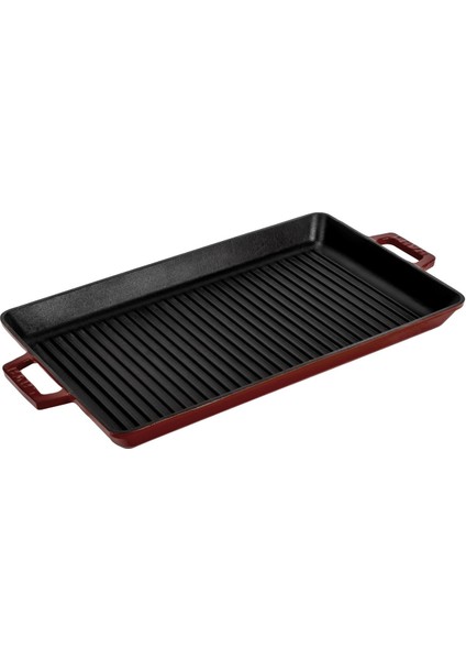 Döküm Dikdörtgen Izgara Tavası Döküm Demir Yekpare Çift Kulplu Ölçü 26 x 45 cm -Bordo fiyatları