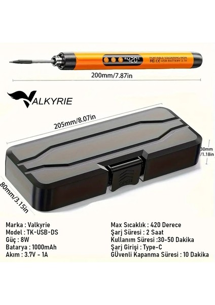 Şarjlı Dijital Ekranlı Havya Seti 420°C Ayarlanabilir Sıcaklık Type-C Hızlı Şarj modelleri