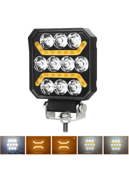 Lüks Model Off Road Sis Farı Beyaz-Turuncu 2 Mod Çakarlı Çalışma Lambası 12-24 Volt (1 Adet)