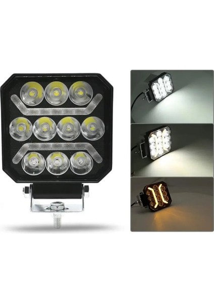 Lüks Model Off Road Sis Farı Beyaz-Turuncu 2 Mod Çakarlı Çalışma Lambası 12-24 Volt (1 Adet) fiyatları