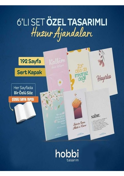 6 Li Set Özel Tasarimli Huzur Ajandalari- Iı Islami Tasarım Ajanda