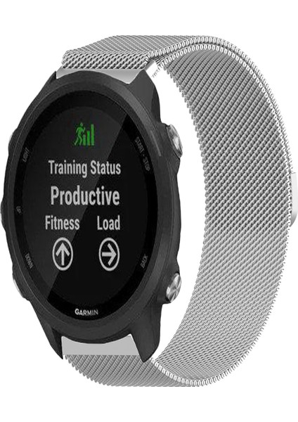 Garmin Forerunner 245 / 245 Music ile Uyumlu Kordon Hasır Metal Örgü Mıknatıslı Milano Kayış