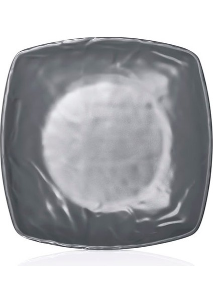 M7221.G - Carre Matt 6'lı Gri Kare Çukur Yemek Tabak Seti 21X25 Cm, Thermoset Melamin