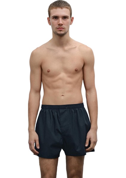 Erkek Pamuklu Poplin Boxer, Üçlü Paket, Siyah-Lacivert-Mavi, Large fiyatları