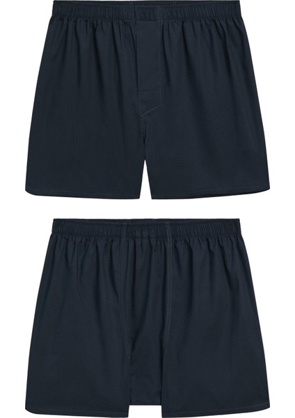 Erkek Pamuklu Poplin Boxer, Üçlü Paket, Siyah-Lacivert-Mavi, Large modelleri