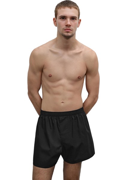 Erkek Pamuklu Poplin Boxer, Üçlü Paket, Siyah-Lacivert-Mavi, Large fırsatları