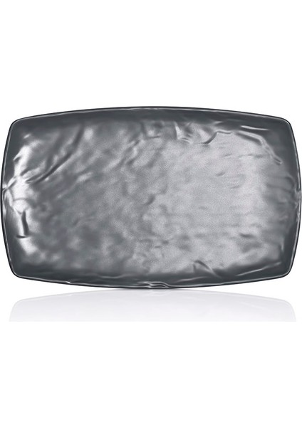 M7433.G - Carre Matt 3'lü Gri Dikdörtgen Tabak Seti 20X33 Cm, Thermoset Melamin