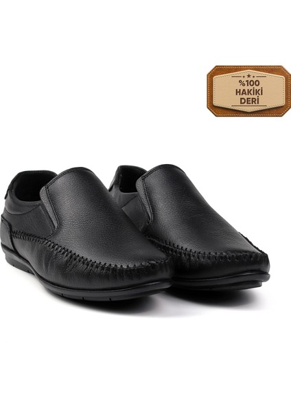 Erkek Siyah Hakiki Deri Ayakkabı, Ortopedik Taban Loafer Ayakkabı Mevsimlik Günlük Casual Ayakkabı
