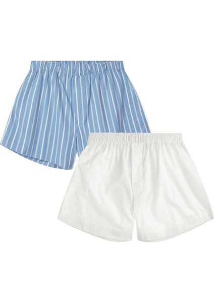 Erkek Pamuklu Poplin Boxer, Ikili Paket, Beyaz-Mavi, 2xlarge fiyatları