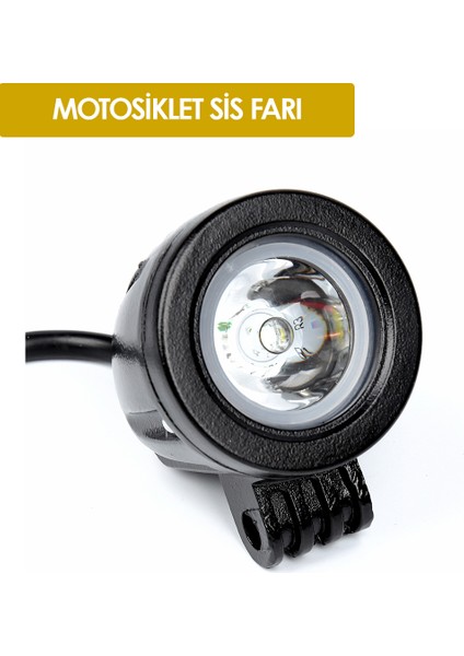 Motosiklet Sis Farı Beyaz Güçlü LED Far Odaklamalı Yuvarlak LED (1 Adet)