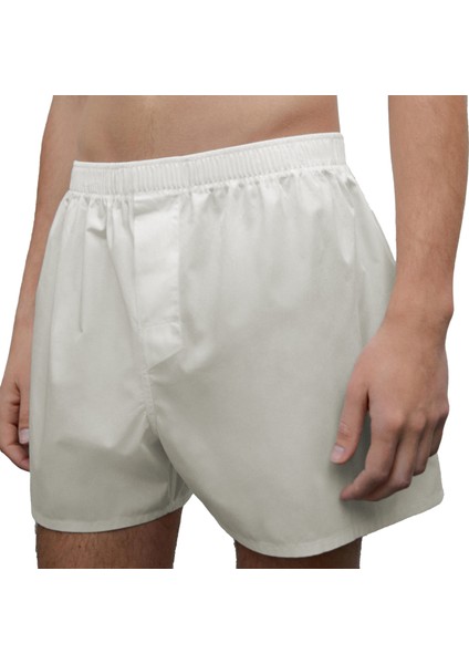 Erkek Pamuklu Poplin Boxer, Tekli Paket, Kırık Beyaz, Large modelleri