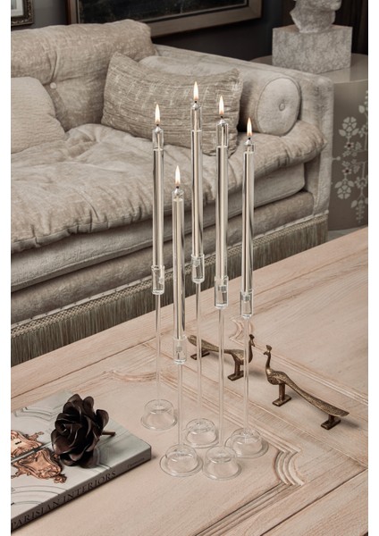 Aura Kristal Cam Dekoratif Mum - 5'li
