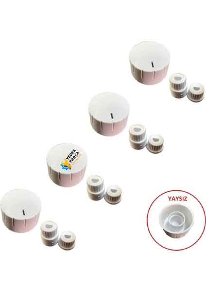 Uğur Uyumlu Düğme 4 Lü Takımı Ankastre Set Üstü Ocak Düğmesi - Tip 3 Beyaz (Yaysız) Görselle Eşleştiriniz