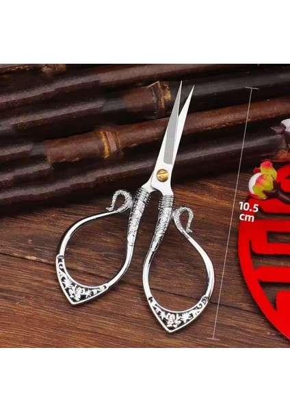 Kuğu Söz Nişan Makası, Kurdele Açılış Özel Gün Merasim Dikiş Nakış Makası Gümüş