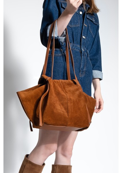 Kadın Hakiki Deri Shopper El ve Omuz Çantası Yorita Taba Süet fiyatları