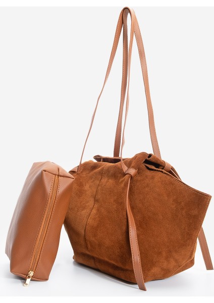 Kadın Hakiki Deri Shopper El ve Omuz Çantası Yorita Taba Süet modelleri