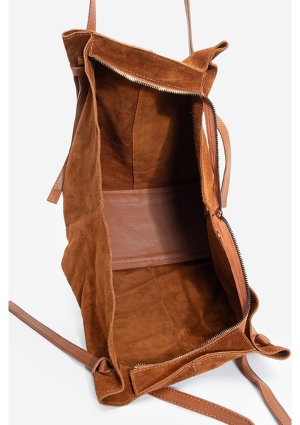 Kadın Hakiki Deri Shopper El ve Omuz Çantası Yorita Taba Süet indirimleri